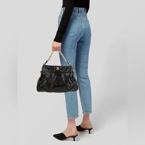 Marc Jacobs Black Leather Handbag with Gold Chain